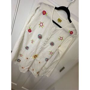 Sipecusa white embroidered tunic bell sleeves women’s Large